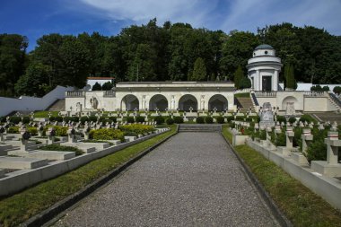 Lviv, Ukrayna - 2 Haziran 2019: Lww Eaglets Mezarlığı, Lychakiv Mezarlığı'nın bir parçası. Lviv'in en eski tarihi nekropolü..