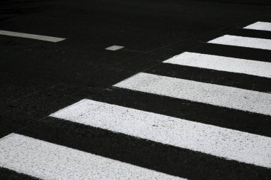 asfalt yolda bir zebra yaya geçidi