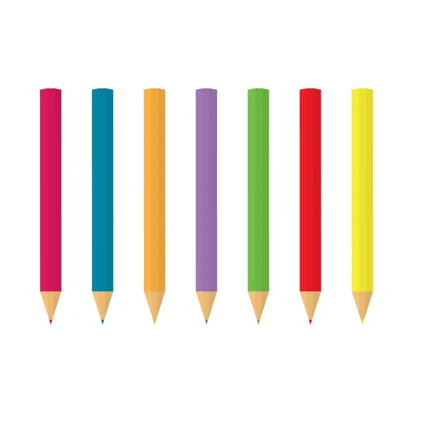 Lápices de colores en una fila-vector de ilustración — Archivo Imágenes Vectoriales