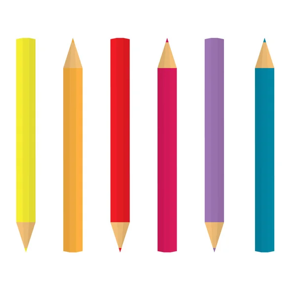 Lápices de colores en una fila-vector de ilustración — Vector de stock