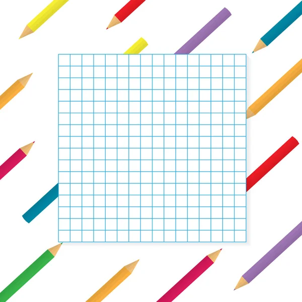 Lápices de colores con fondo de papel a cuadros-vector illustr — Vector de stock