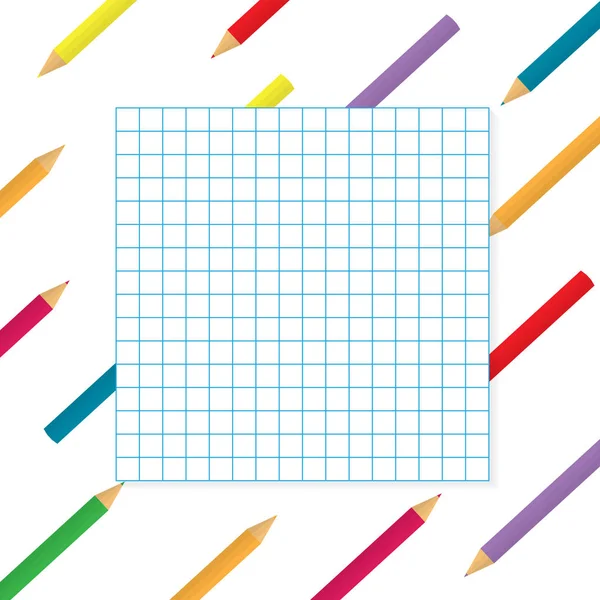 Colorful pencils with checkered paper background- vector illustr — Stock Vector
