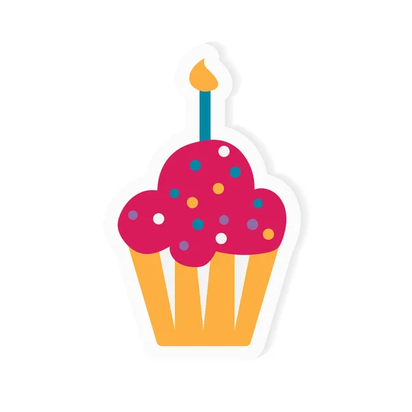 Ziua de nastere cupcake icon- ilustrație vectorială — Vector de stoc