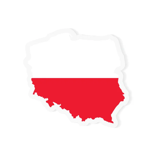 Red and white Poland map and flag- vector illustration — Stock Vector