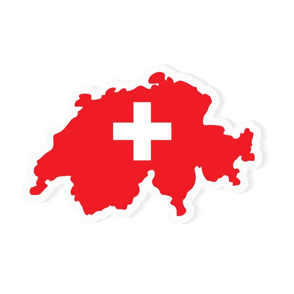 Mapa y bandera roja de Suiza - ilustración vectorial — Vector de stock