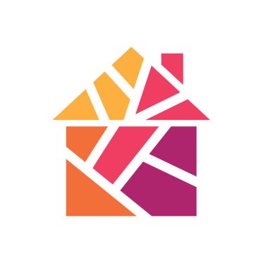 renkli geometrik ev simgesi- vektör illüstrasyon