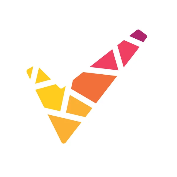 Kleurrijke geometrische kleurrijke vinkje pictogram-vector illustratie — Stockvector