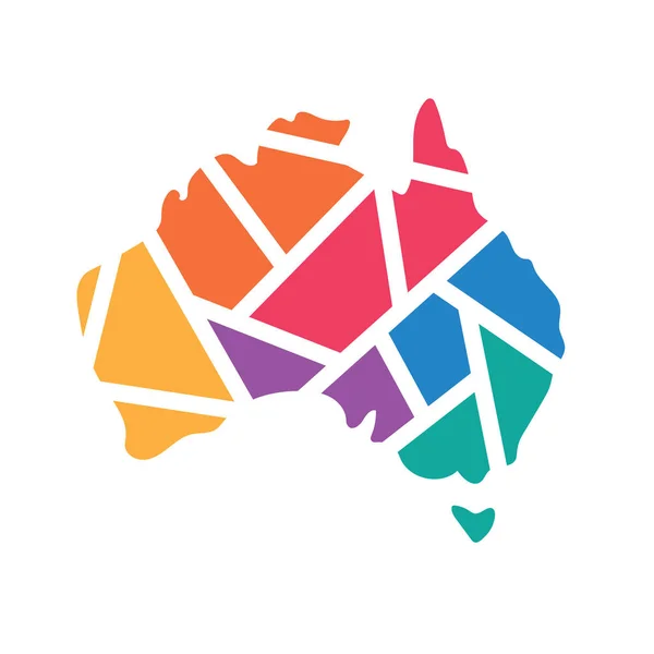 Coloré géométrique Australie carte- illustration vectorielle — Image vectorielle