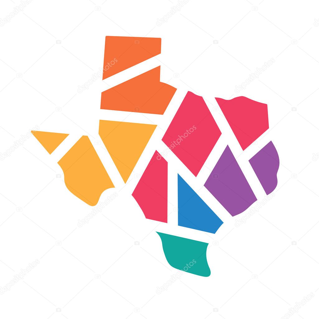 colorful geometric Texas map- vector illustration