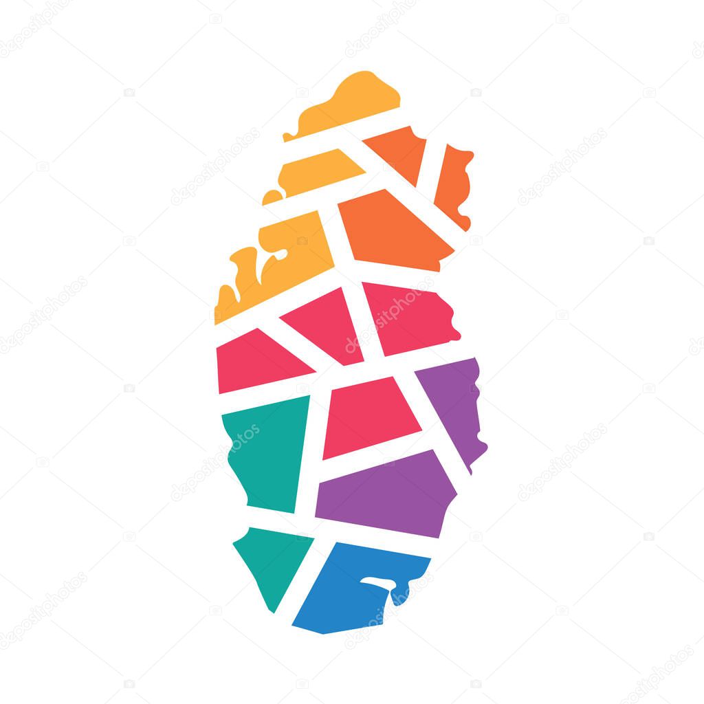 colorful geometric Qatar map- vector illustration