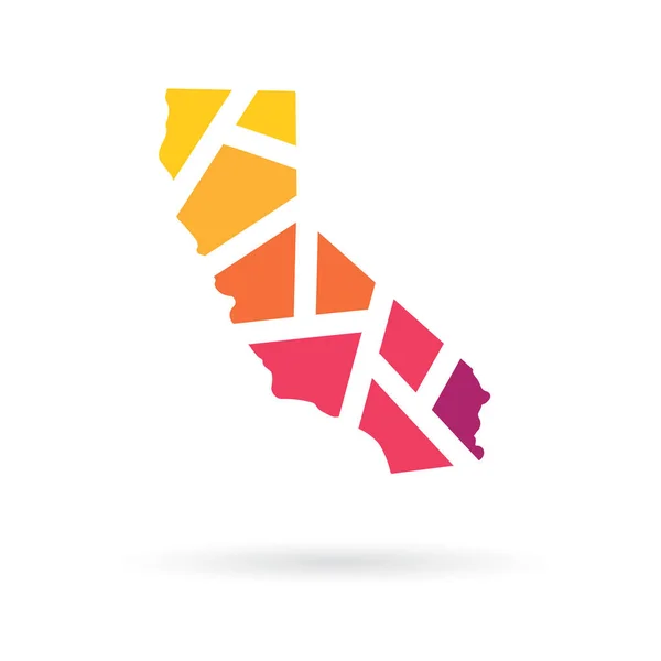 Renkli geometrik Kaliforniya haritası- vektör illüstrasyon — Stok Vektör