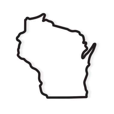 black outline Wisconsin map- vector illustration clipart
