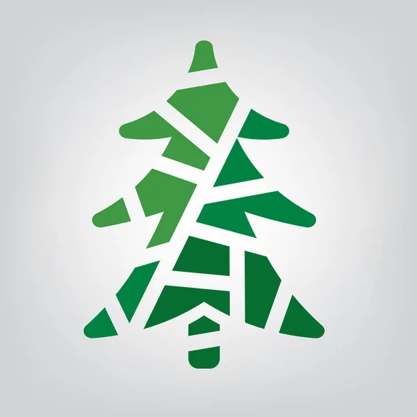 Green geometric christmas tree icon- vector illustration — Stock Vector
