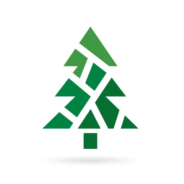 Grüne geometrische Weihnachtsbaum-Ikone - Vektor-Illustration — Stockvektor