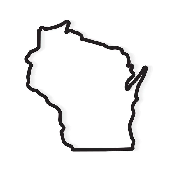 Contorno negro Wisconsin mapa-vector ilustración — Archivo Imágenes Vectoriales