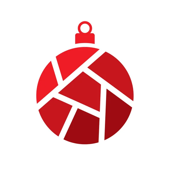 Rote geometrische Christbaumkugel Icon-Vektor-Illustration — Stockvektor