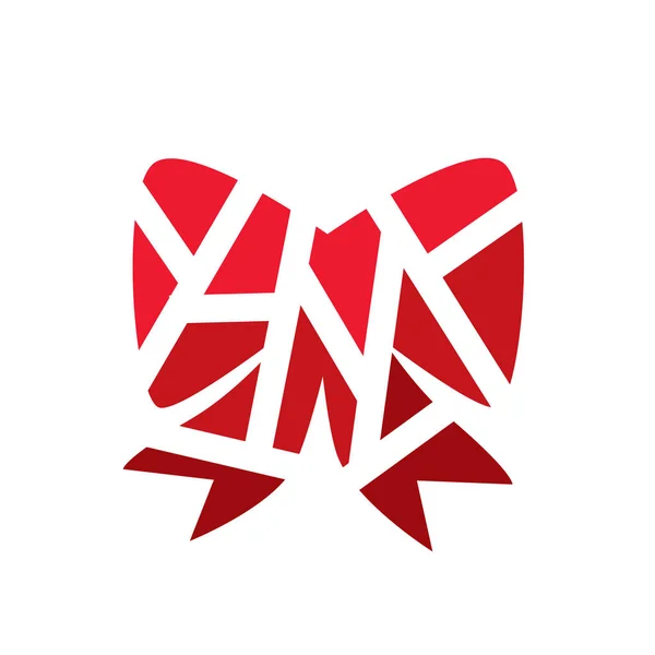 Red geometric ribbon icon- vector illustration — Stock Vector