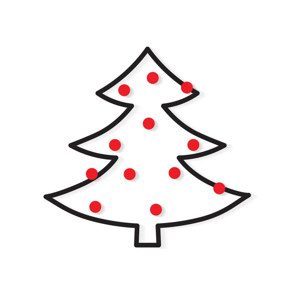 Arbre de Noël avec des boules rouges icon- illustration vectorielle — Image vectorielle