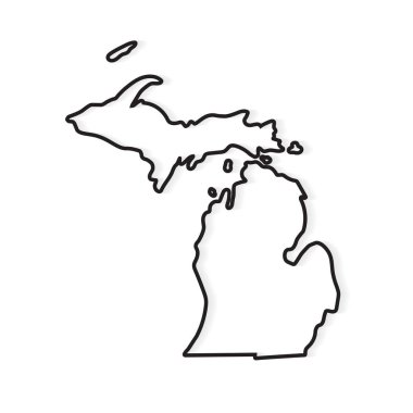 black outline of Michigan map- vector illustration clipart