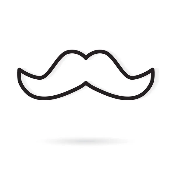 Black outline of mustache icon- vector illustration — Stock Vector