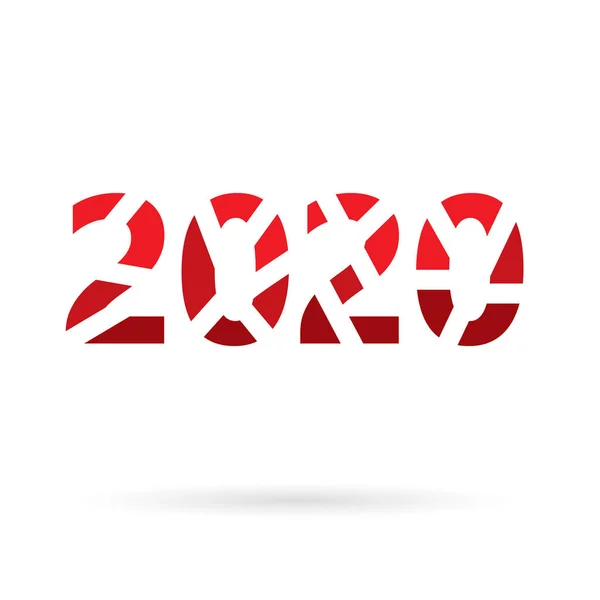 Rojo geométrico 2020 año concepto vector ilustración — Vector de stock