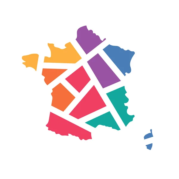 Renkli geometrik Fransa haritası- vektör illüstrasyon — Stok Vektör