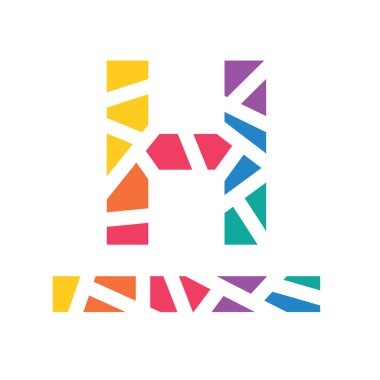 renkli geometrik harf H veya otel işareti- vektör illüstrasyon