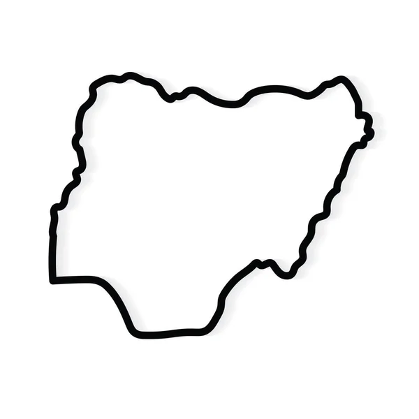 Garis besar hitam dari gambar map- vektor Nigeria - Stok Vektor