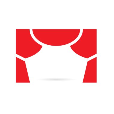 kırmızı sahne perdeleri simgesi- vektör illüstrasyon