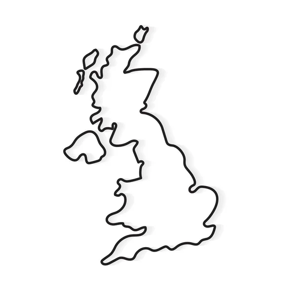 イギリス地図ベクトルイラストの黒い輪郭 — ストックベクタ