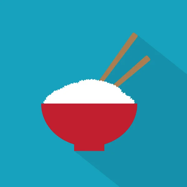 Tigela de arroz com pauzinhos icon- ilustração vetor — Vetor de Stock
