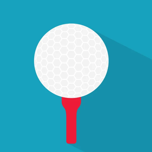 Golfball auf rotem Tee-Icon-Vektor-Abbildung — Stockvektor