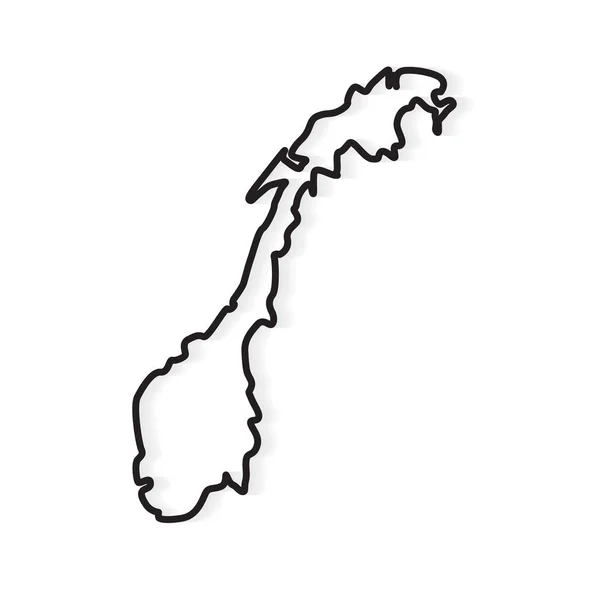 Fekete vázlat Norvégia Térkép-vektor illusztráció — Stock Vector