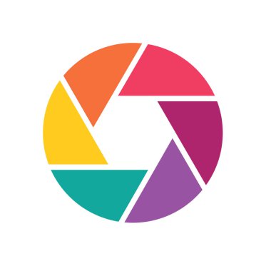 renkli kamera deklanşör simgesi- vektör illüstrasyon