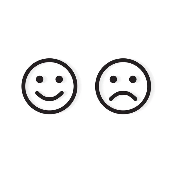 Emoticon, smiley en triest gezicht pictogram-vector illustratie — Stockvector