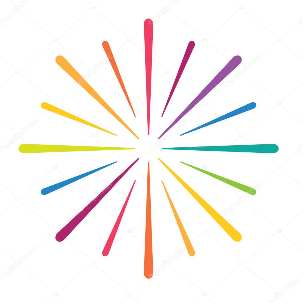 colorful sunburst icon- vector illustration