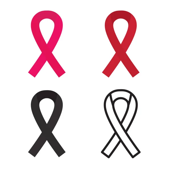 Conjunto de iconos de cinta, símbolos de cáncer o luto-vector illustra — Vector de stock