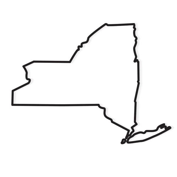 뉴욕 주 지도 - 벡터 그림의 검은 윤곽선 — 스톡 벡터