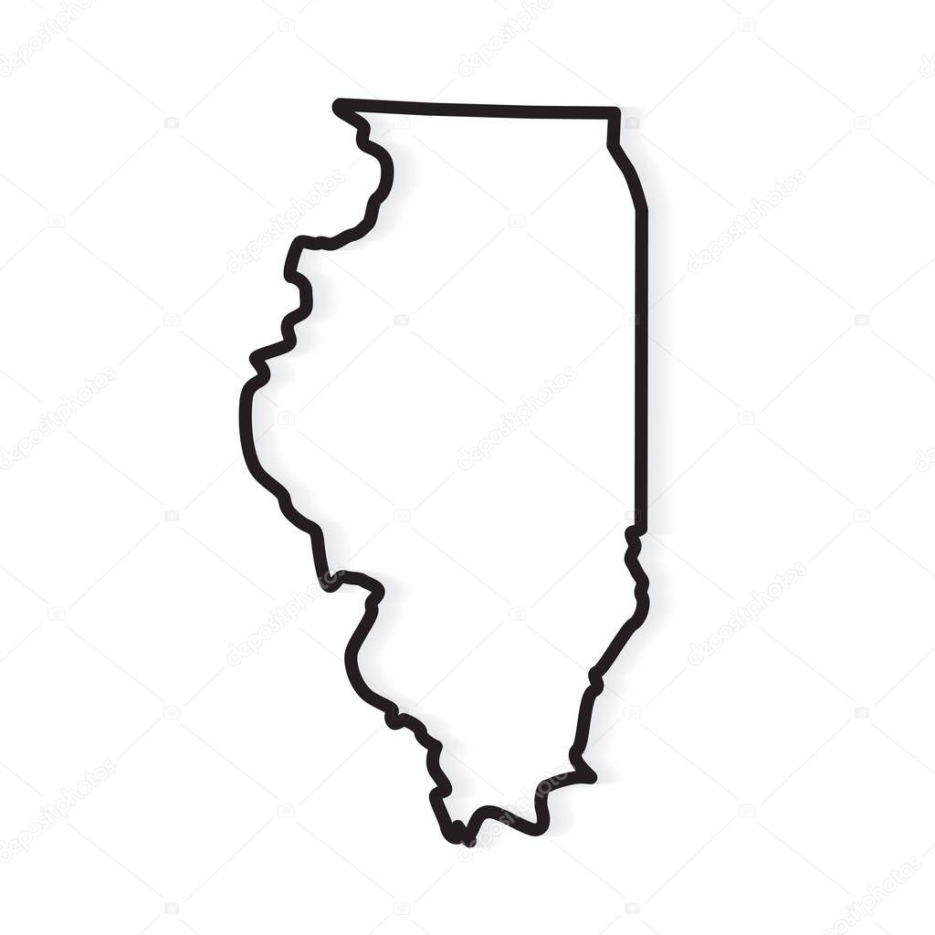 black outline of Illinois map- vector illustration