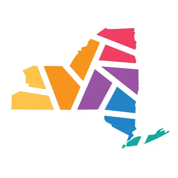 Barvitá geometrická mapa New York State map-vektorový obrázek — Stockový vektor