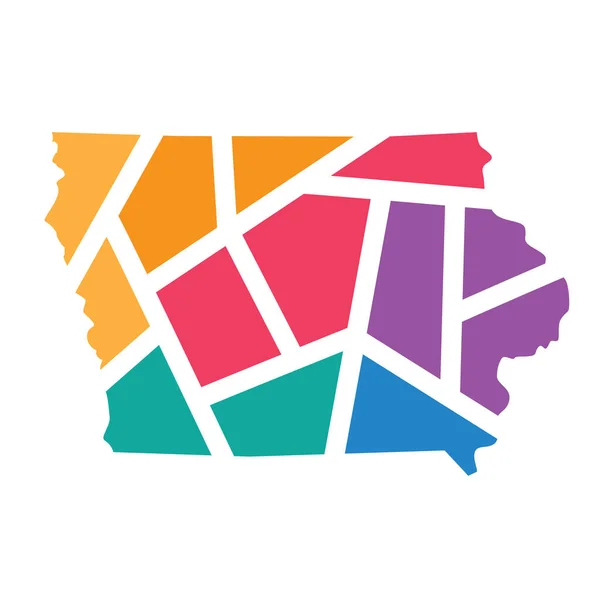 五颜六色的几何爱荷华州地图-矢量插图 — 图库矢量图片