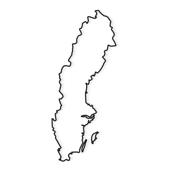 瑞典地图-矢量插图的黑色轮廓 — 图库矢量图片