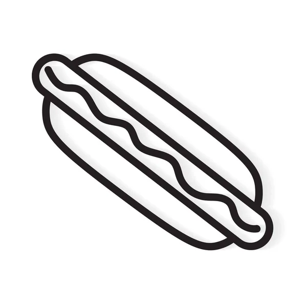 Schwarzer Hot Dog Icon-Vektor-Abbildung — Stockvektor
