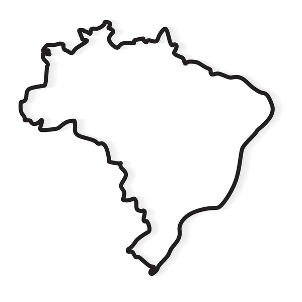 Contorno negro de Brasil mapa- vector ilustración — Archivo Imágenes Vectoriales