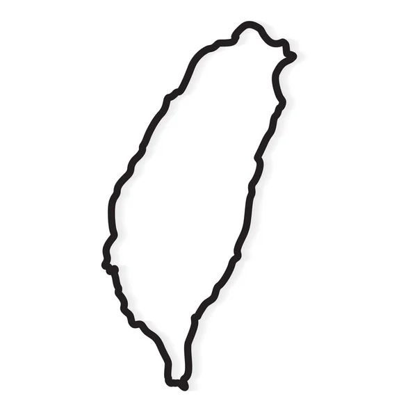 台湾地图的黑色轮廓-矢量图解 — 图库矢量图片