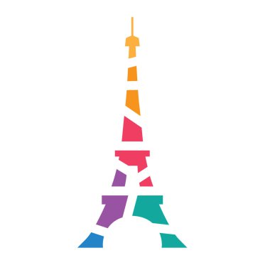 renkli geometrik Eyfel kulesi Paris simgesi- vektör illüstrasyon