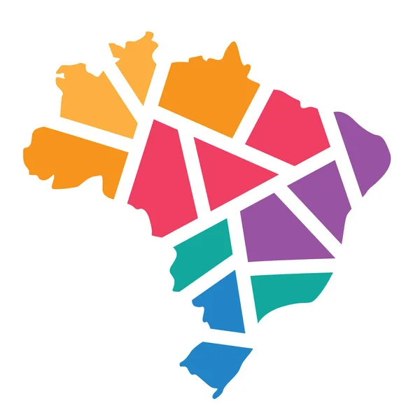 Warna-warni geometris Brasil map- vektor ilustrasi - Stok Vektor