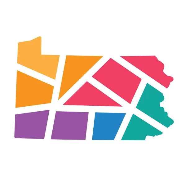 Renkli geometrik Pennsylvania harita- vektör çizimi — Stok Vektör