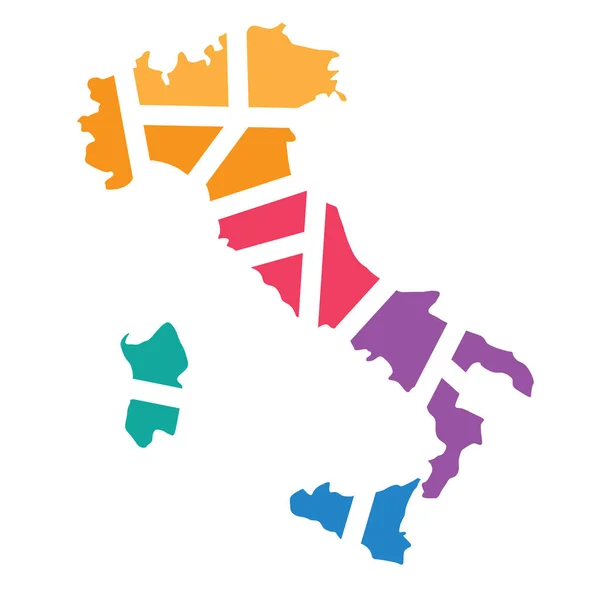Barevná geometrická mapa Itálie - vektorová ilustrace — Stockový vektor