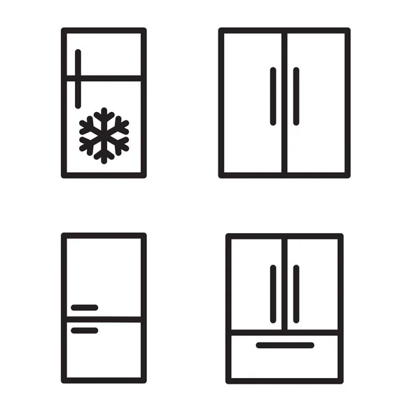 Set schwarzer Kühlschranksymbole - Vektor-Illustration — Stockvektor